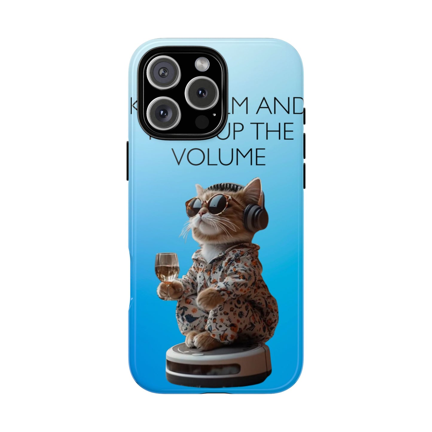 "Keep calm and turn up the volume" Mobile Phone Case (blue)
