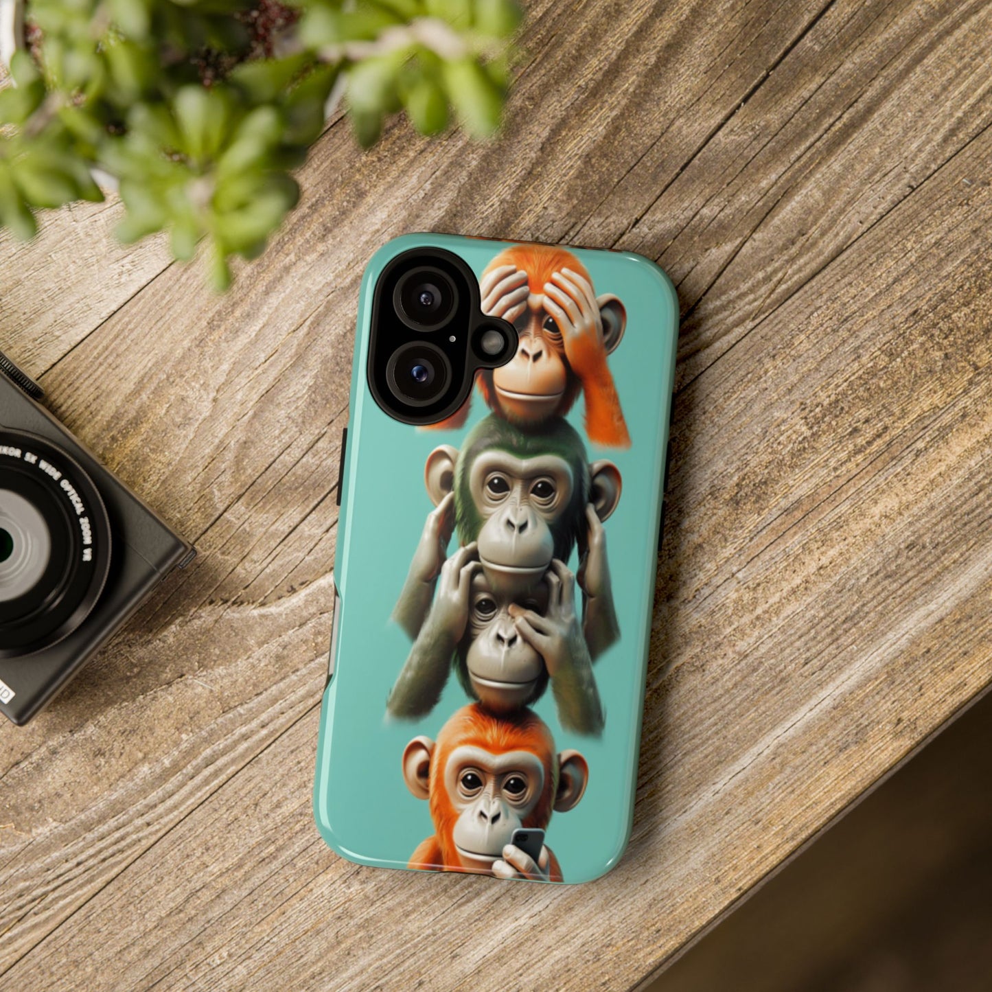 "Evolution - The Fourth Monkey" (striped background)