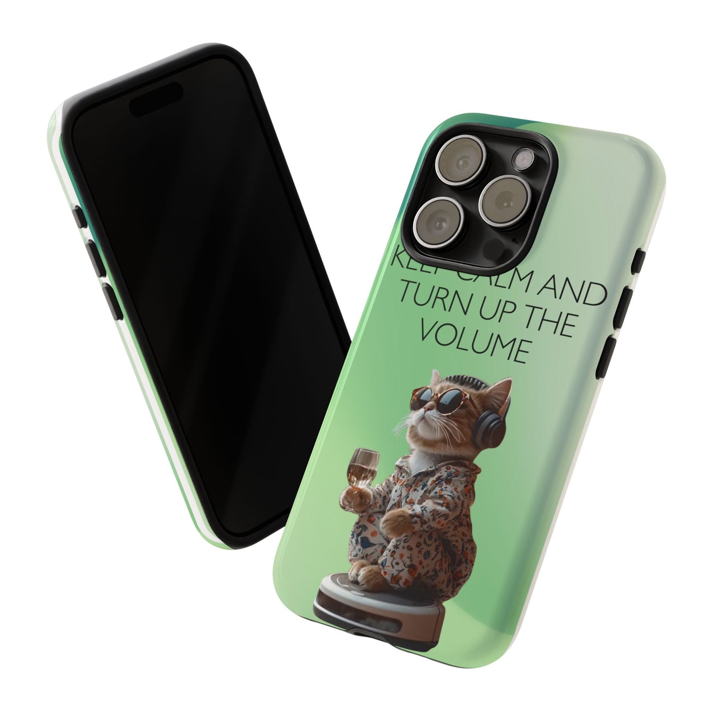 "Keep calm and turn up the volume" Mobile Phone Case (green)