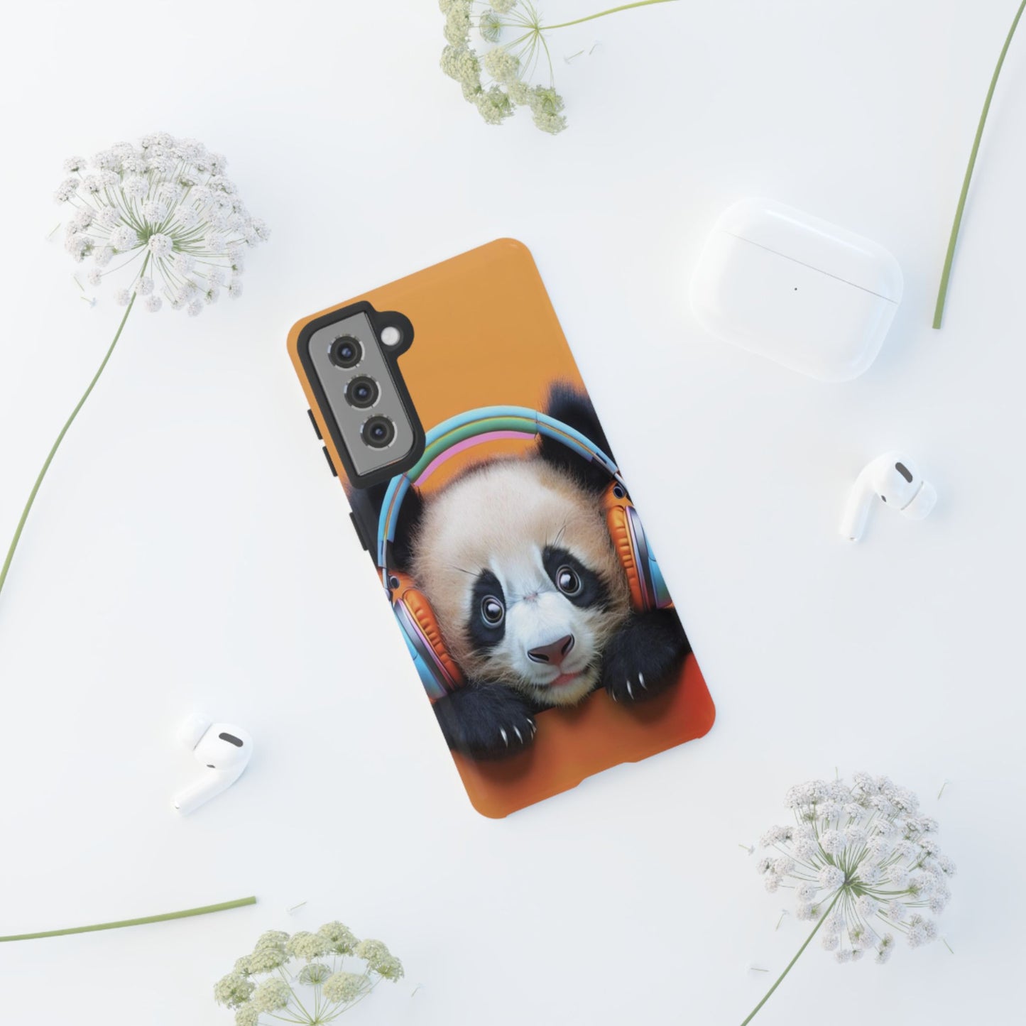 "Baby Panda wearing Headphones" Mobile Phone Case