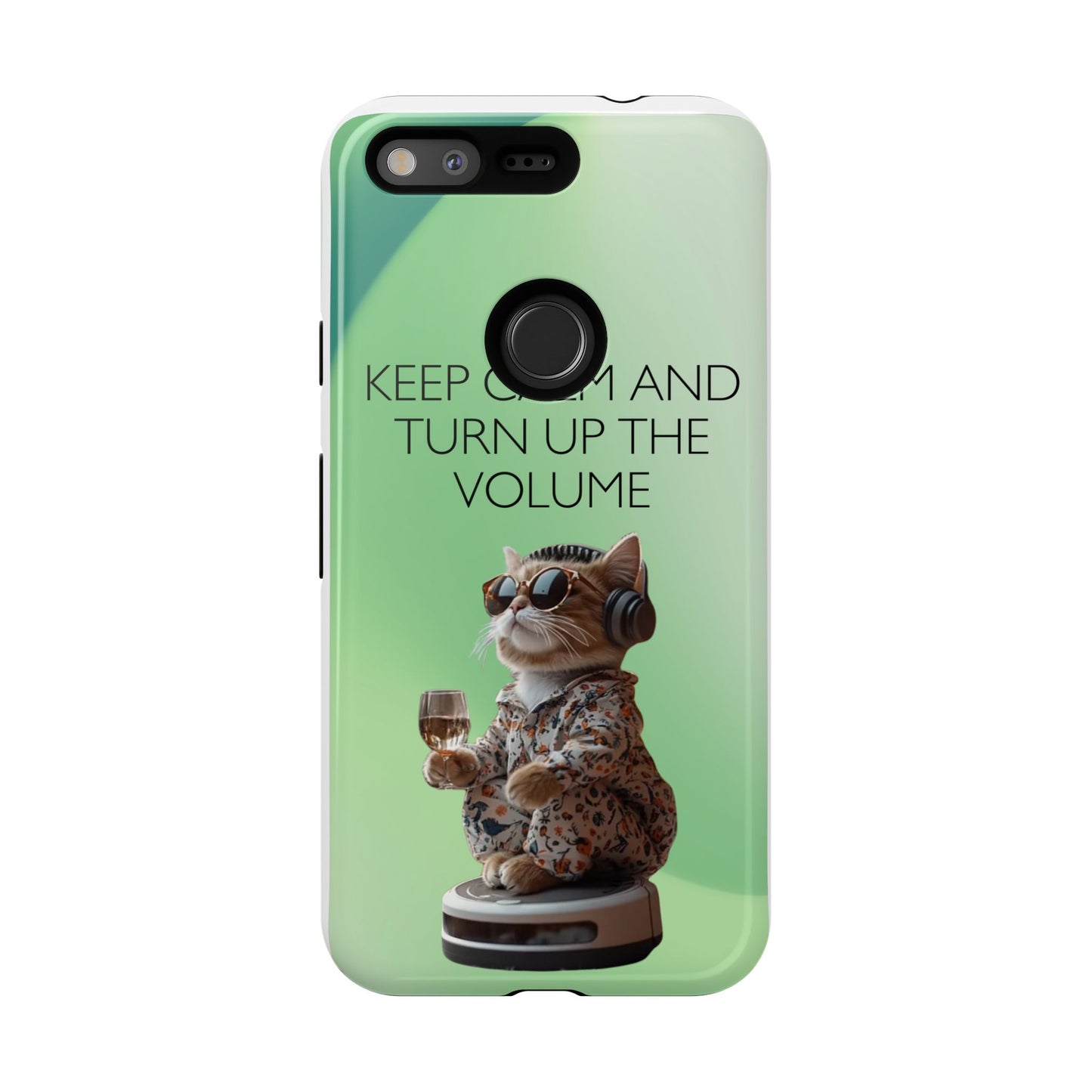 "Keep calm and turn up the volume" Mobile Phone Case (green)