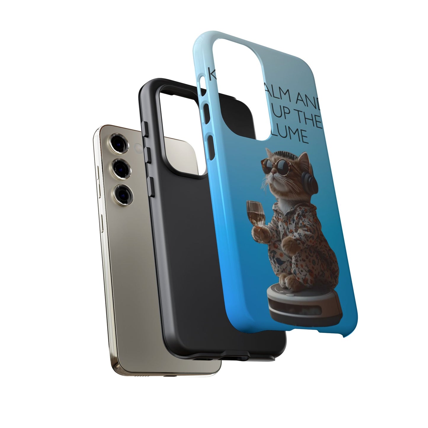 "Keep calm and turn up the volume" Mobile Phone Case (blue)