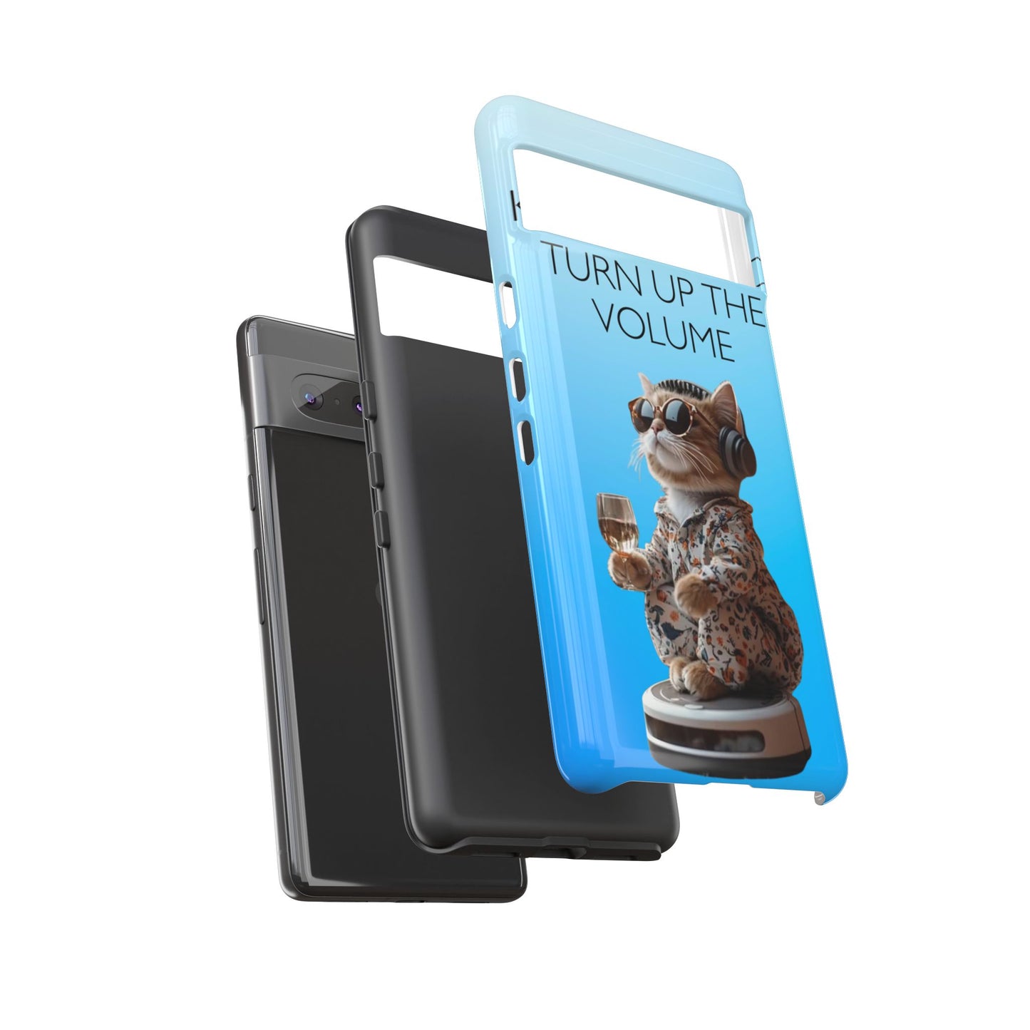 "Keep calm and turn up the volume" Mobile Phone Case (blue)