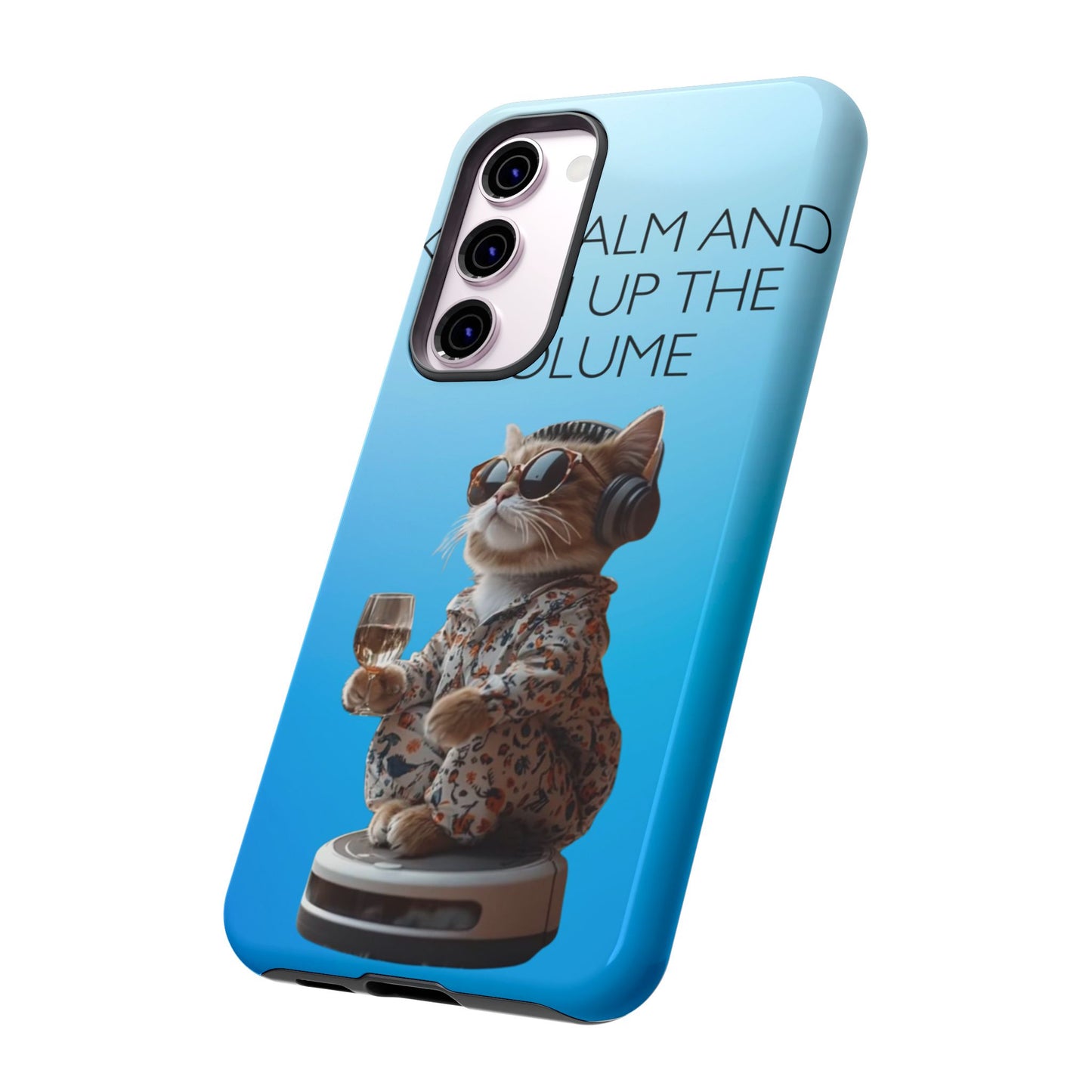 "Keep calm and turn up the volume" Mobile Phone Case (blue)