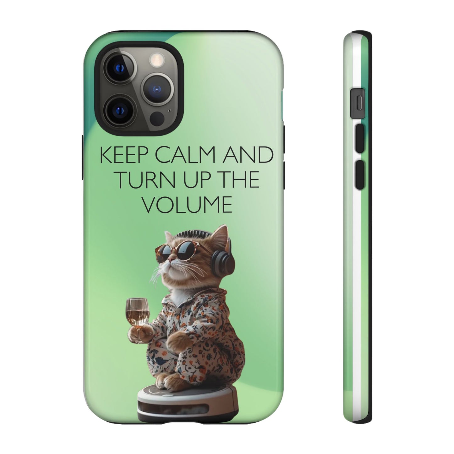 "Keep calm and turn up the volume" Mobile Phone Case (green)