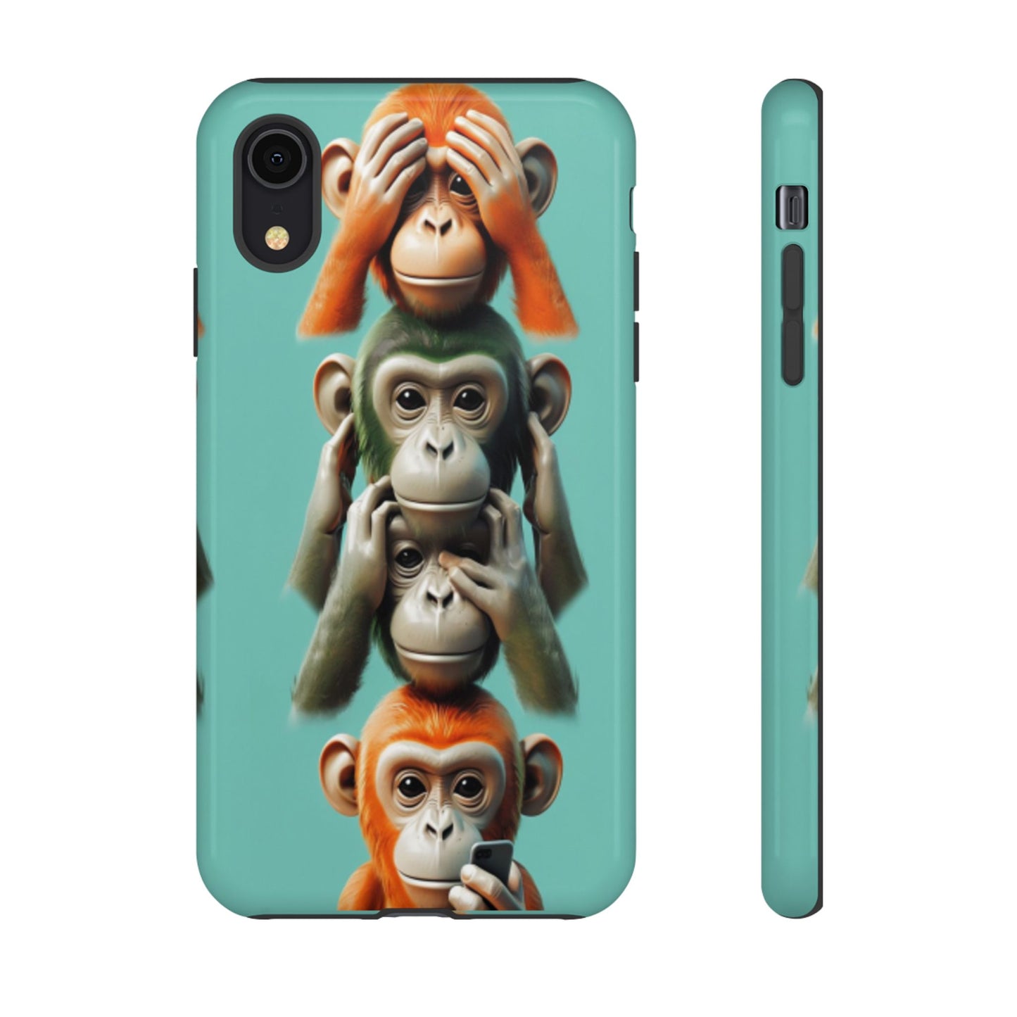 "Evolution - The Fourth Monkey" (striped background)