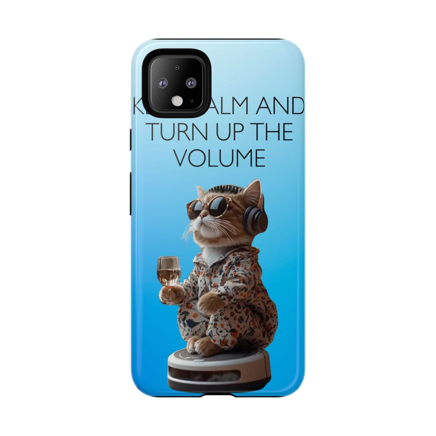 "Keep calm and turn up the volume" Mobile Phone Case (blue)