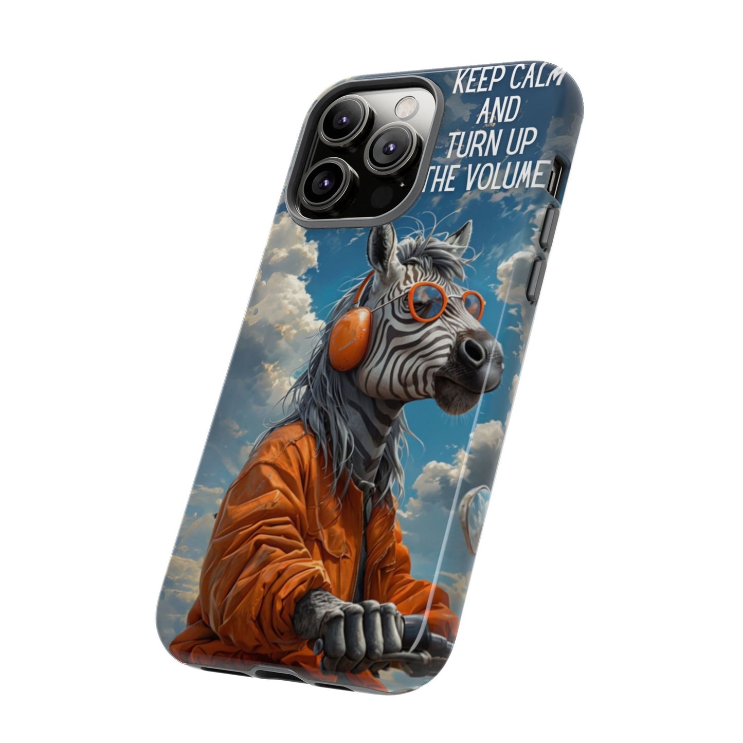 "Keep calm and turn up the volume." Mobile Phone Case