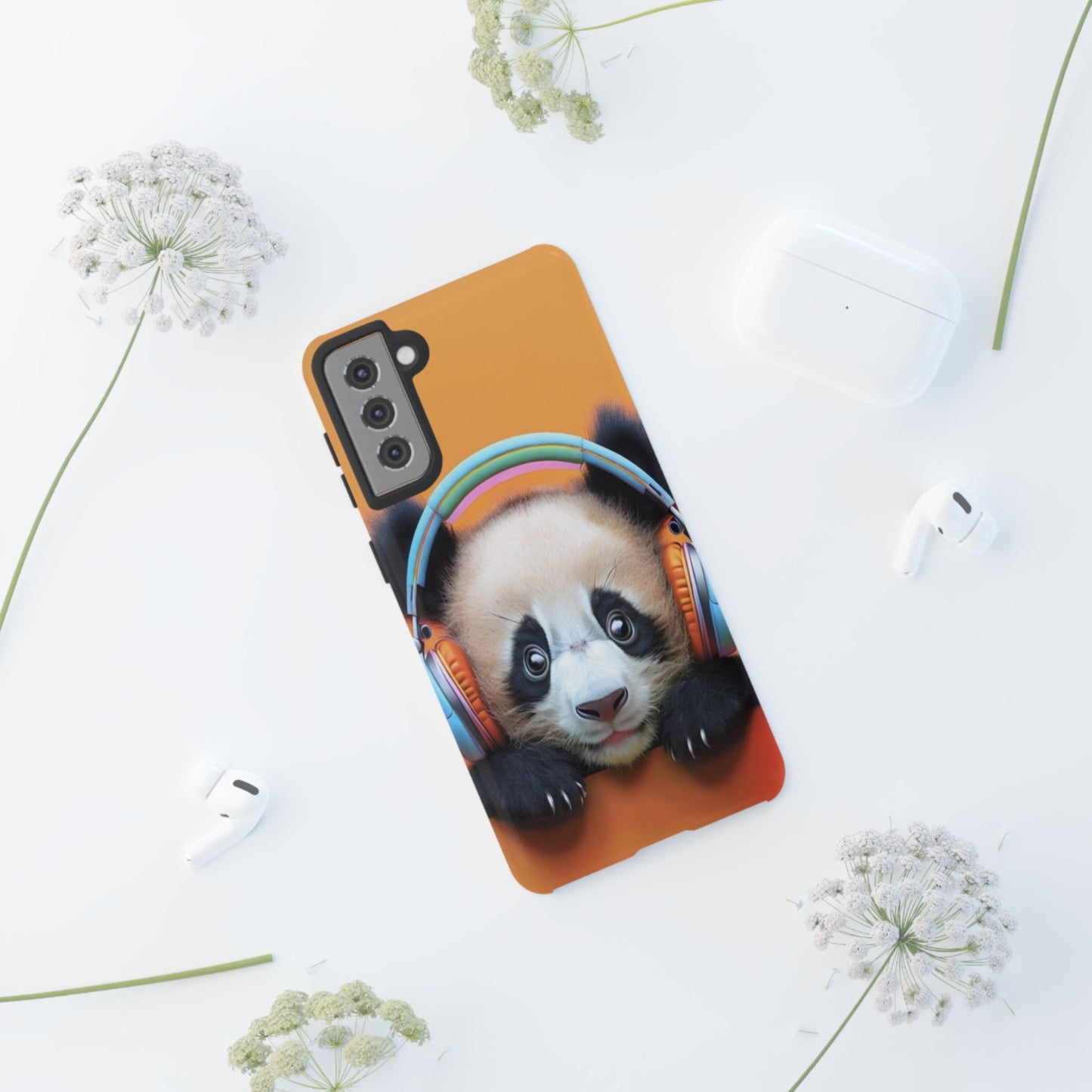"Baby Panda wearing Headphones" Mobile Phone Case