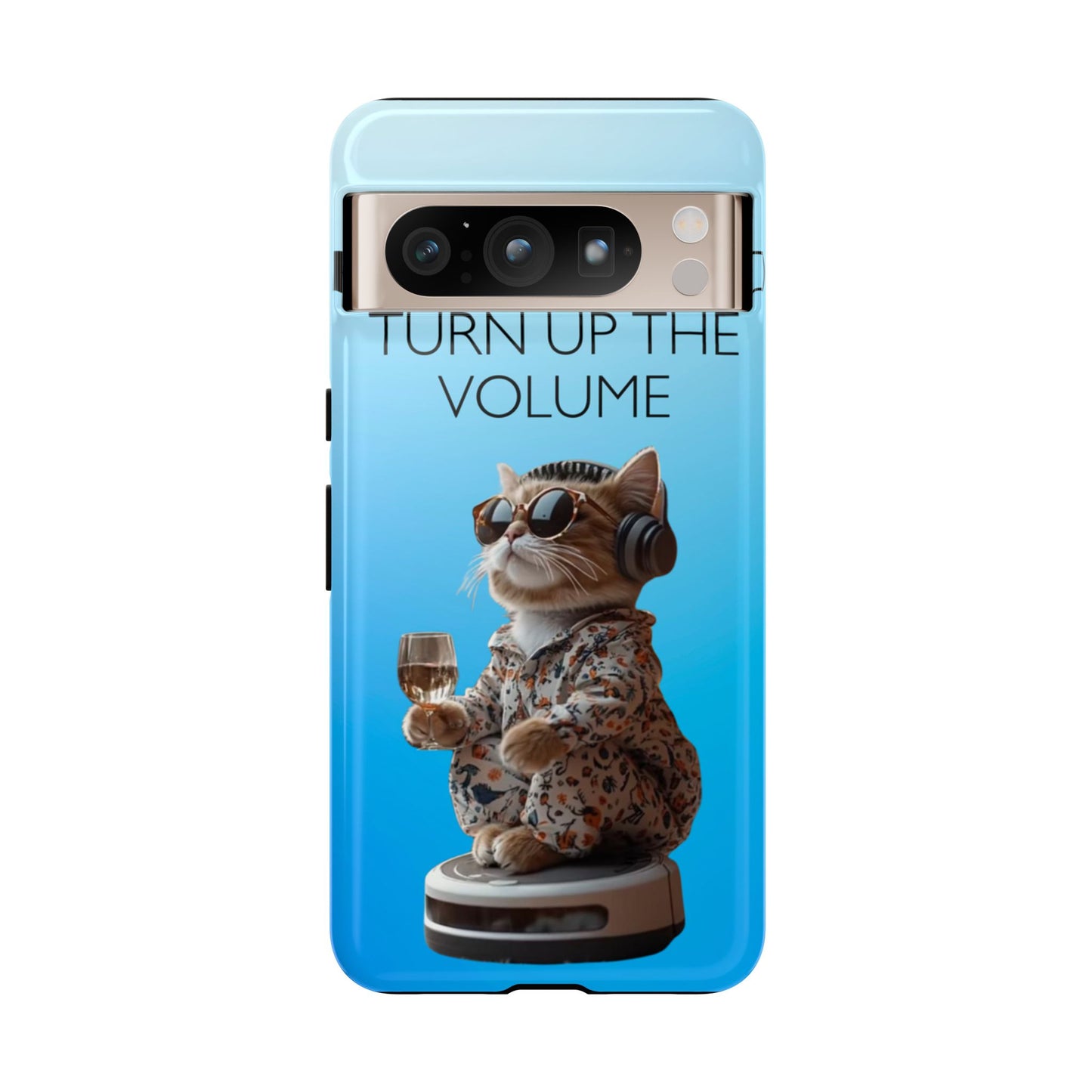 "Keep calm and turn up the volume" Mobile Phone Case (blue)