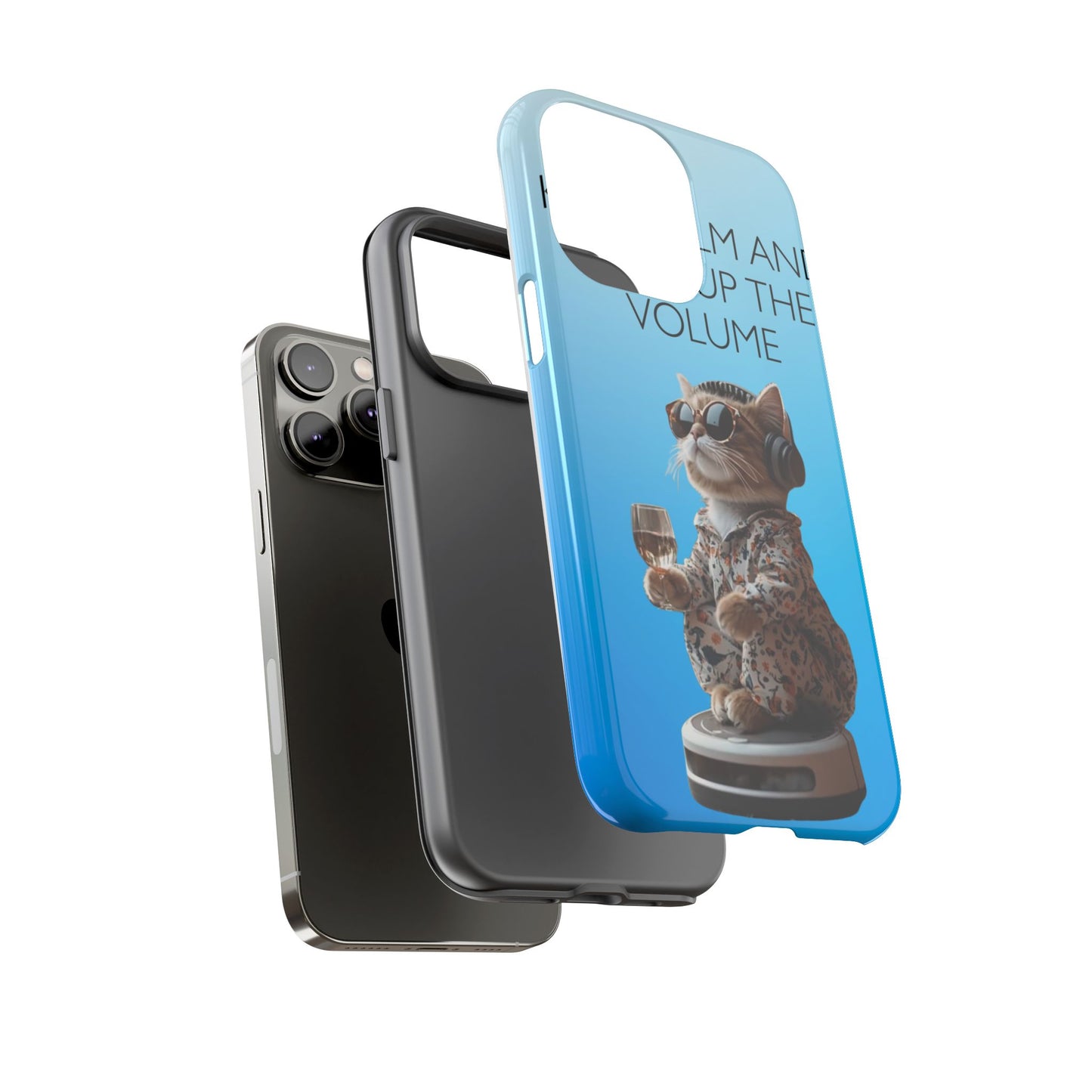 "Keep calm and turn up the volume" Mobile Phone Case (blue)