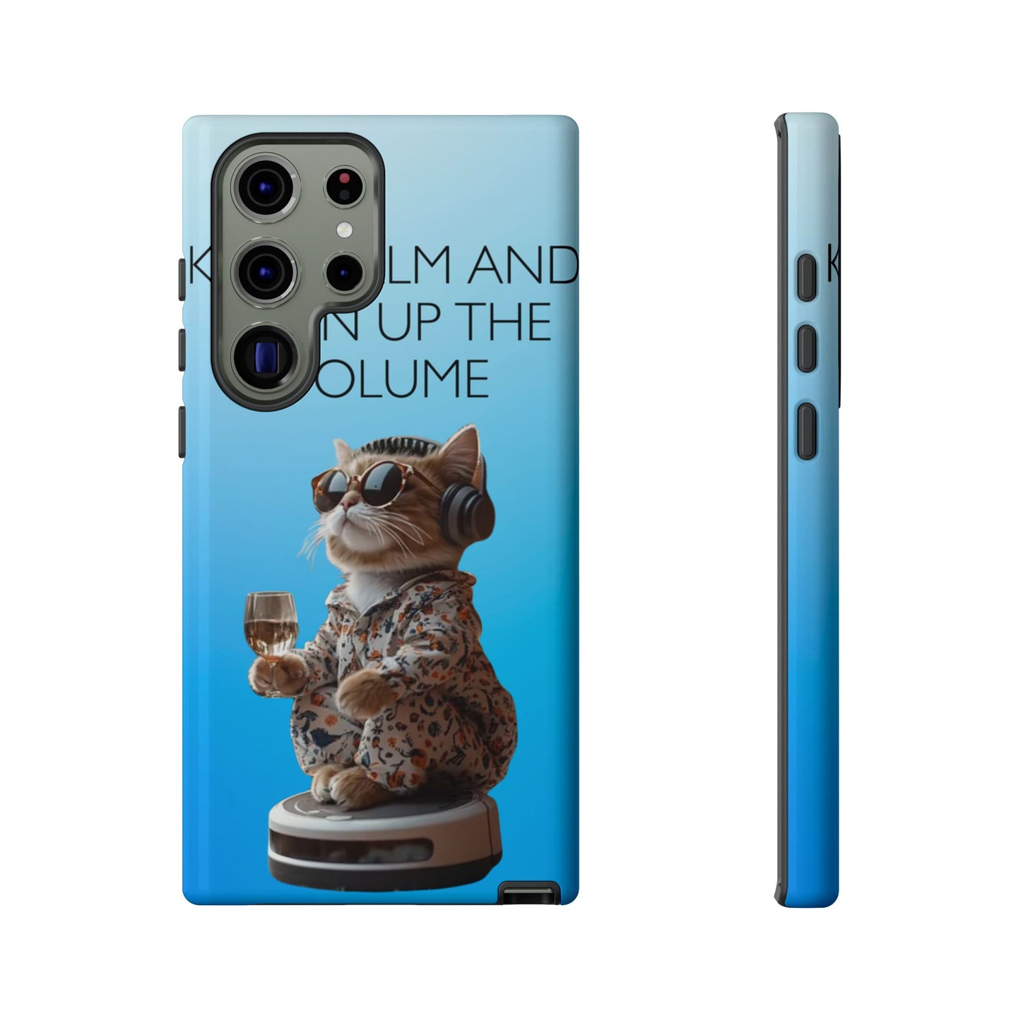 "Keep calm and turn up the volume" Mobile Phone Case (blue)