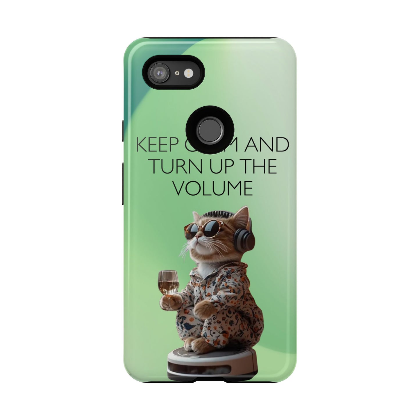 "Keep calm and turn up the volume" Mobile Phone Case (green)