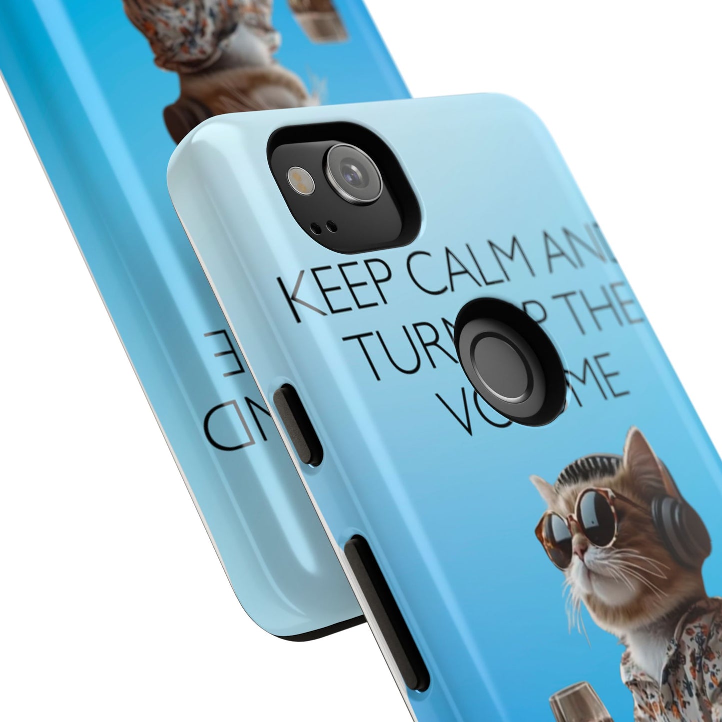 "Keep calm and turn up the volume" Mobile Phone Case (blue)
