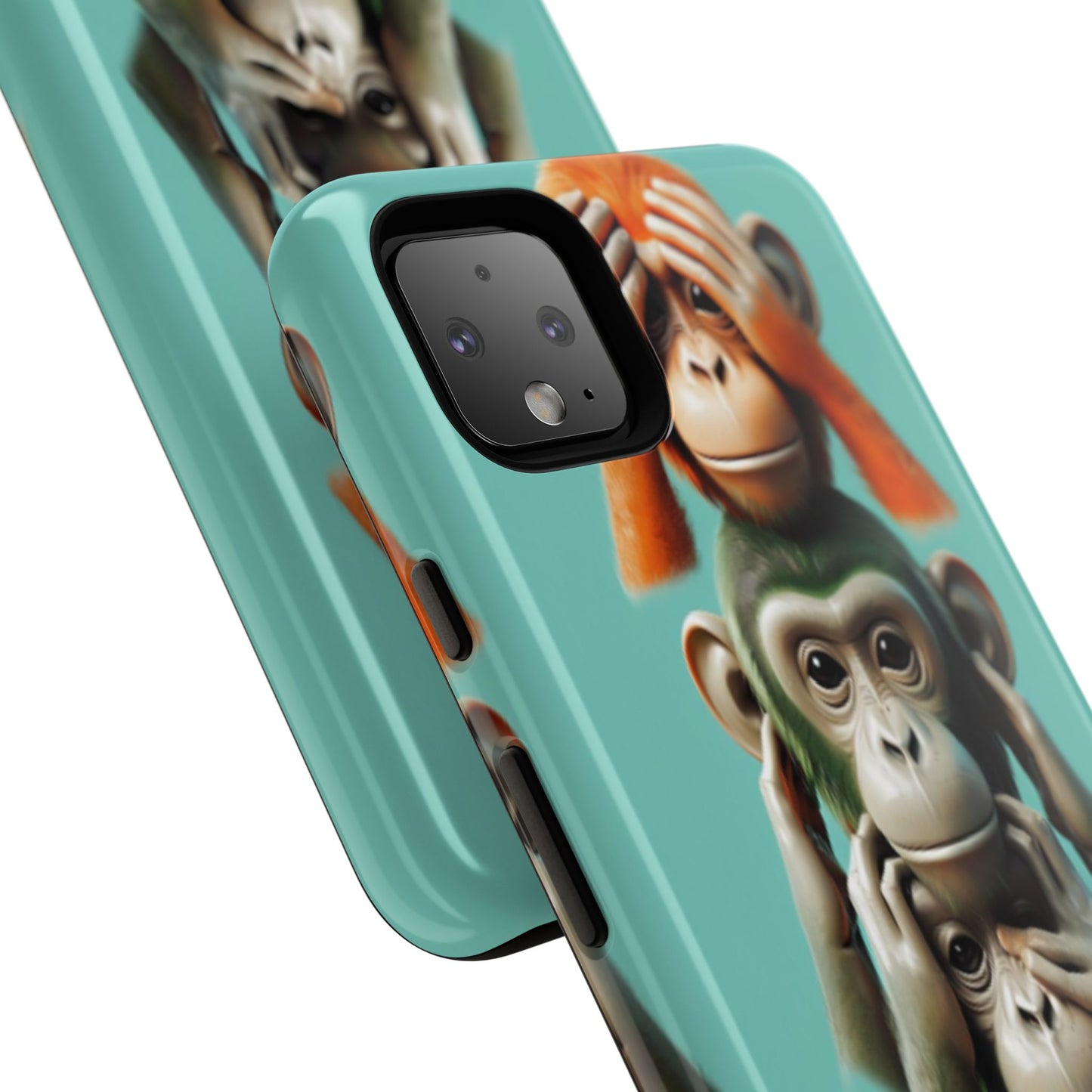 "Evolution - The Fourth Monkey" (striped background)