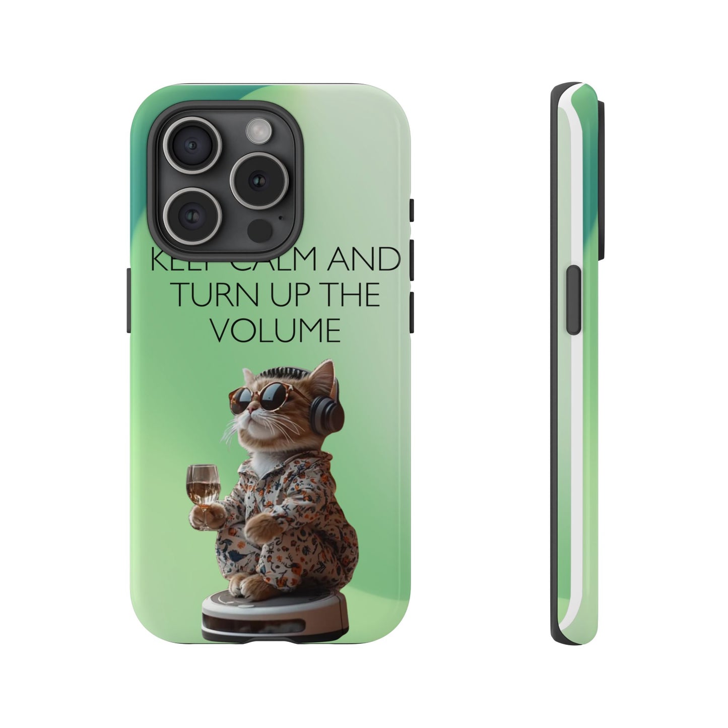 "Keep calm and turn up the volume" Mobile Phone Case (green)