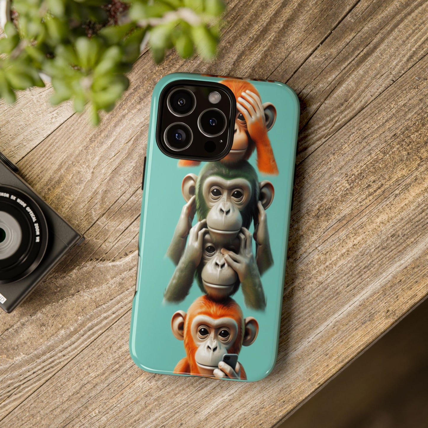 "Evolution - The Fourth Monkey" (striped background)