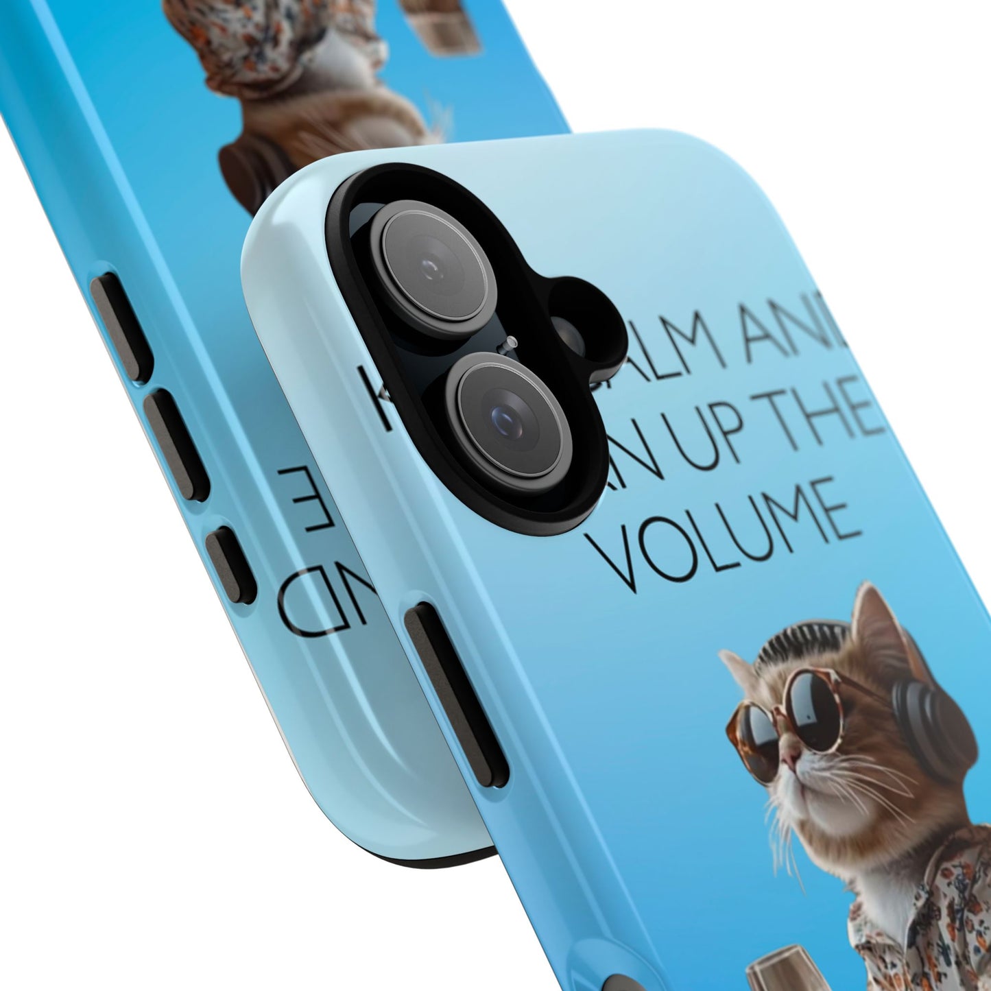 "Keep calm and turn up the volume" Mobile Phone Case (blue)