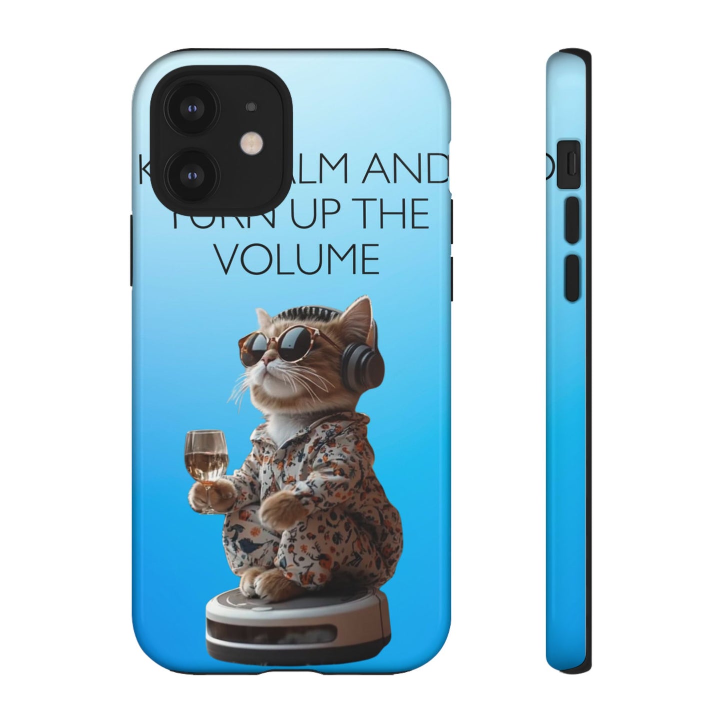 "Keep calm and turn up the volume" Mobile Phone Case (blue)