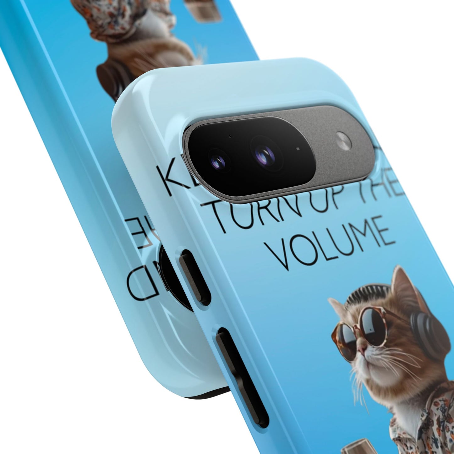 "Keep calm and turn up the volume" Mobile Phone Case (blue)