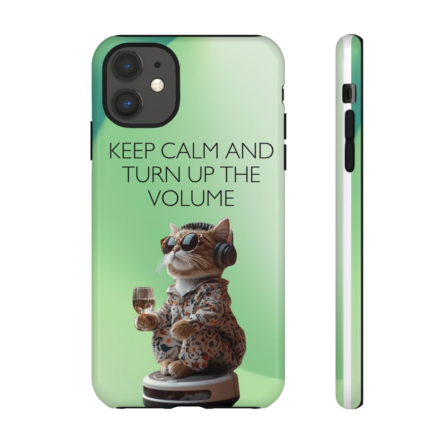"Keep calm and turn up the volume" Mobile Phone Case (green)