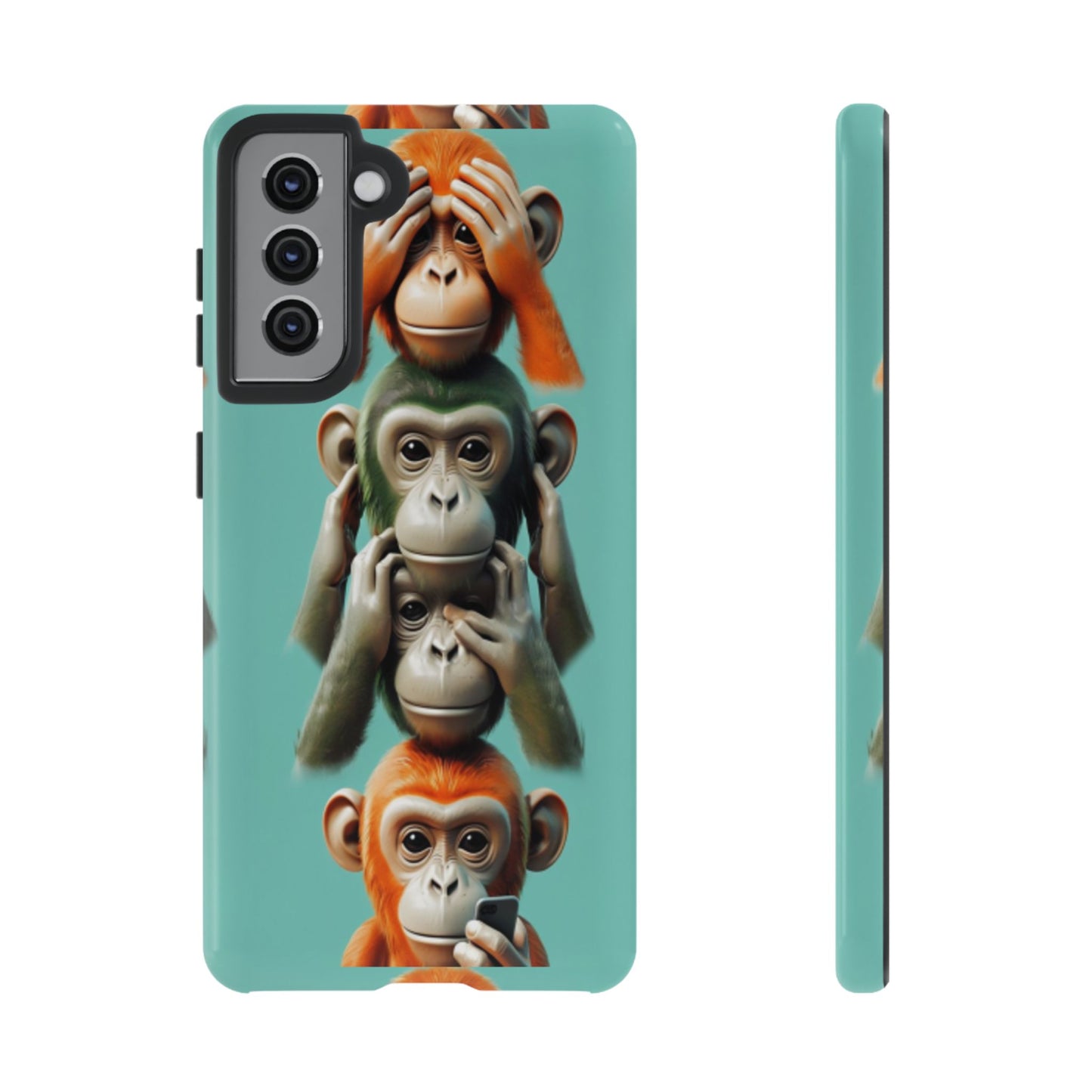 "Evolution - The Fourth Monkey" (striped background)