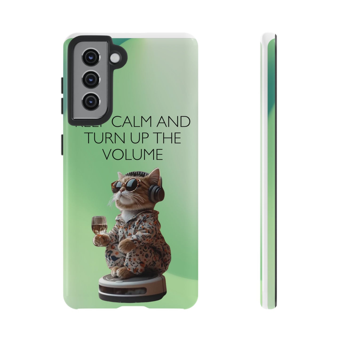 "Keep calm and turn up the volume" Mobile Phone Case (green)