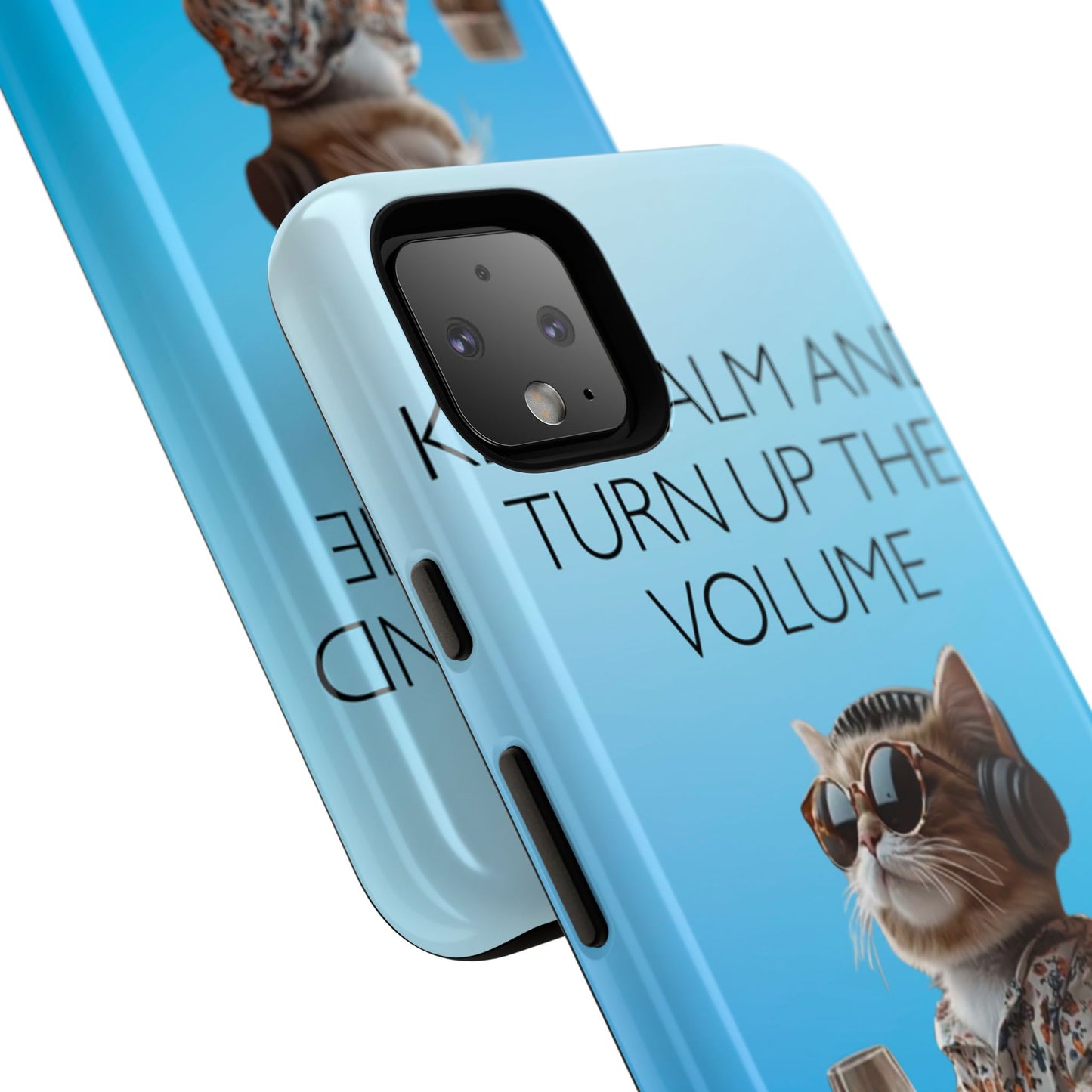 "Keep calm and turn up the volume" Mobile Phone Case (blue)