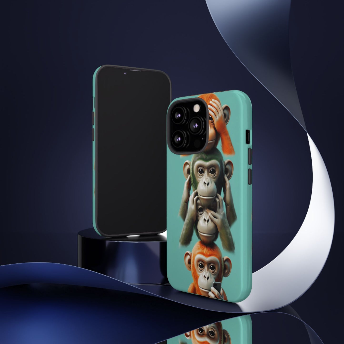 "Evolution - The Fourth Monkey" (striped background)
