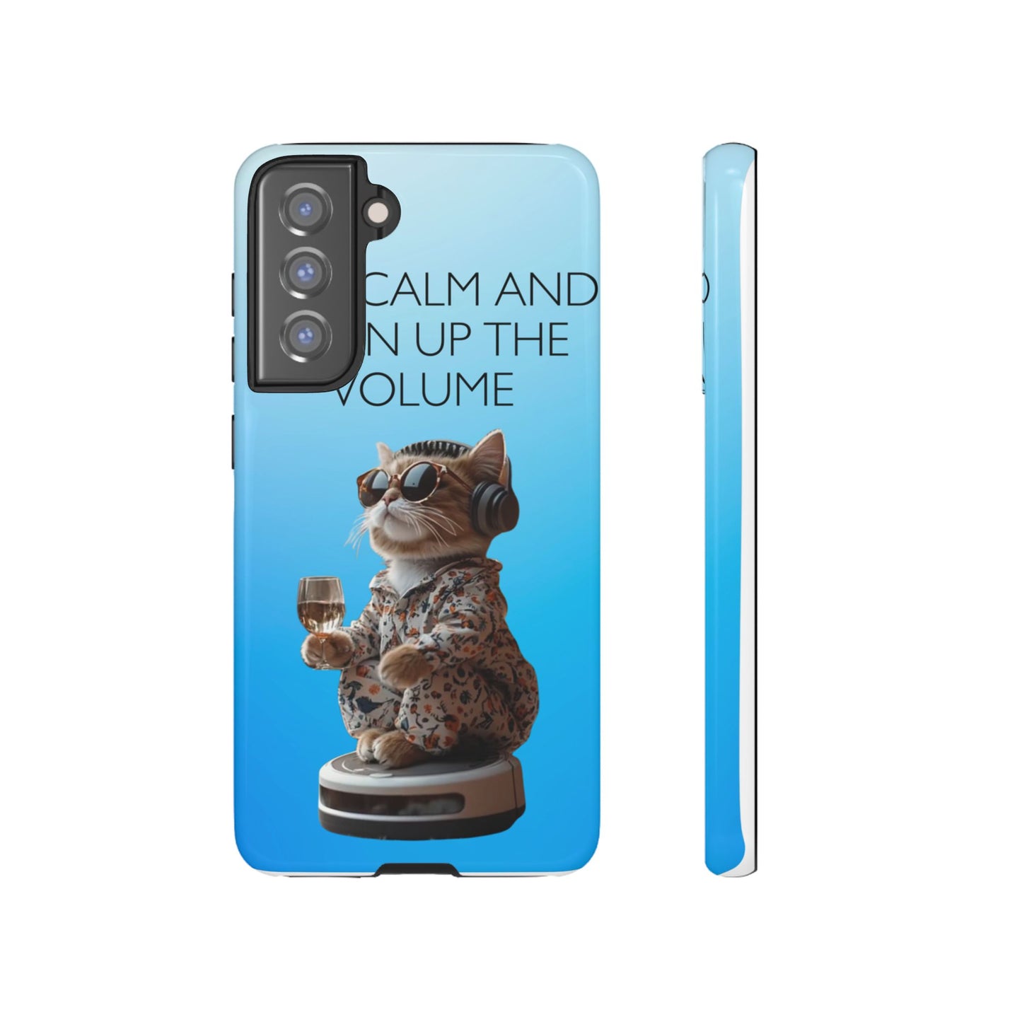 "Keep calm and turn up the volume" Mobile Phone Case (blue)