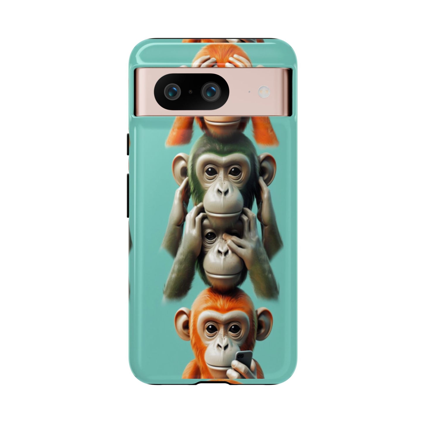 "Evolution - The Fourth Monkey" (striped background)