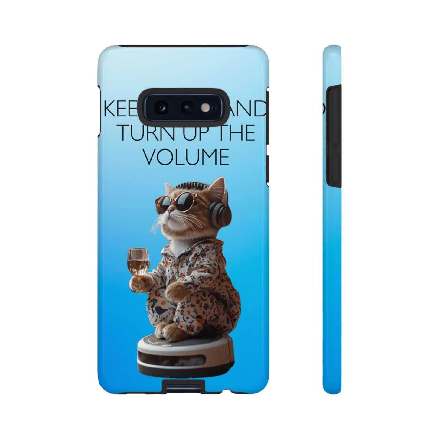 "Keep calm and turn up the volume" Mobile Phone Case (blue)