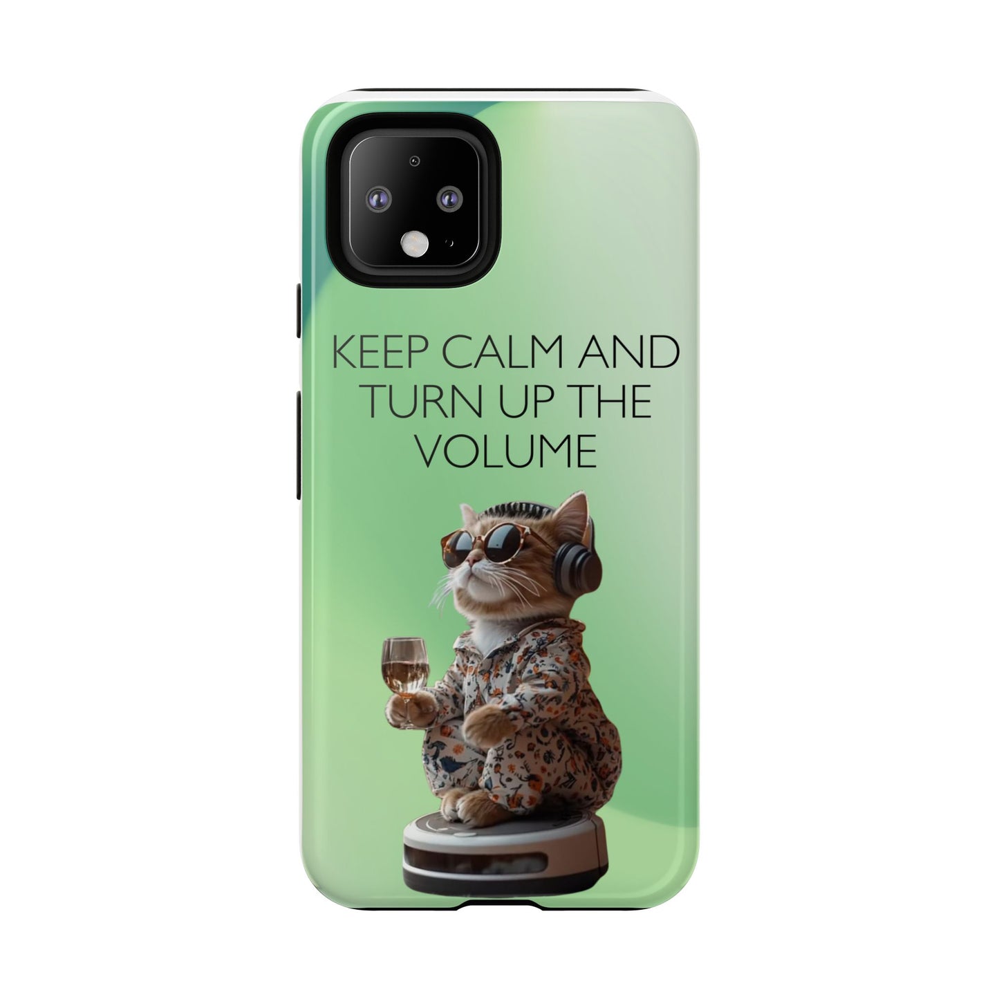 "Keep calm and turn up the volume" Mobile Phone Case (green)