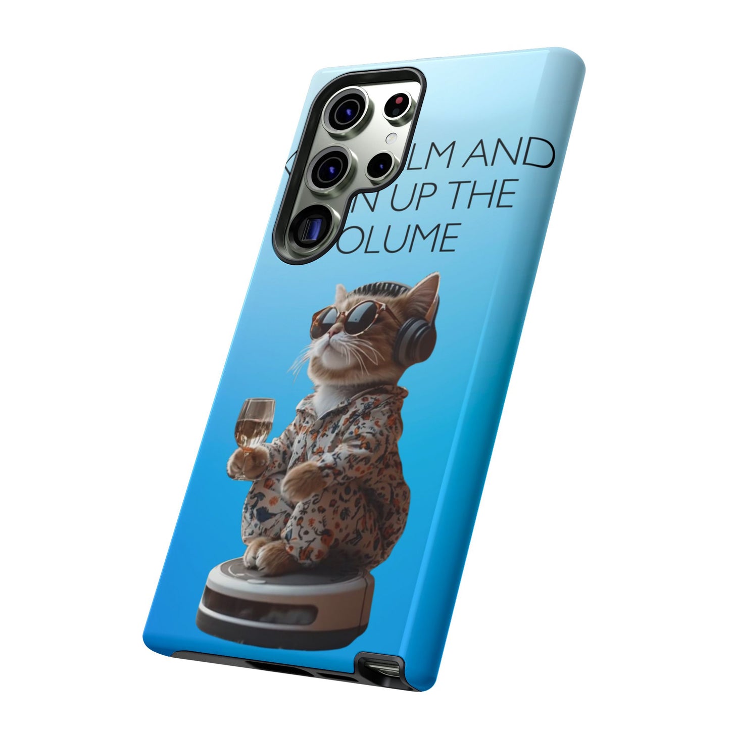 "Keep calm and turn up the volume" Mobile Phone Case (blue)