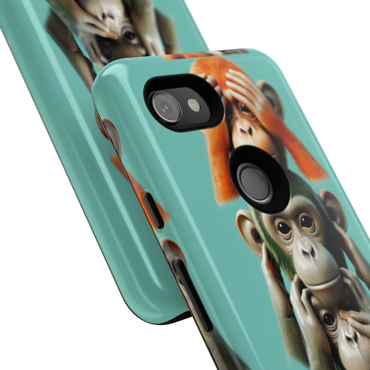 "Evolution - The Fourth Monkey" (striped background)