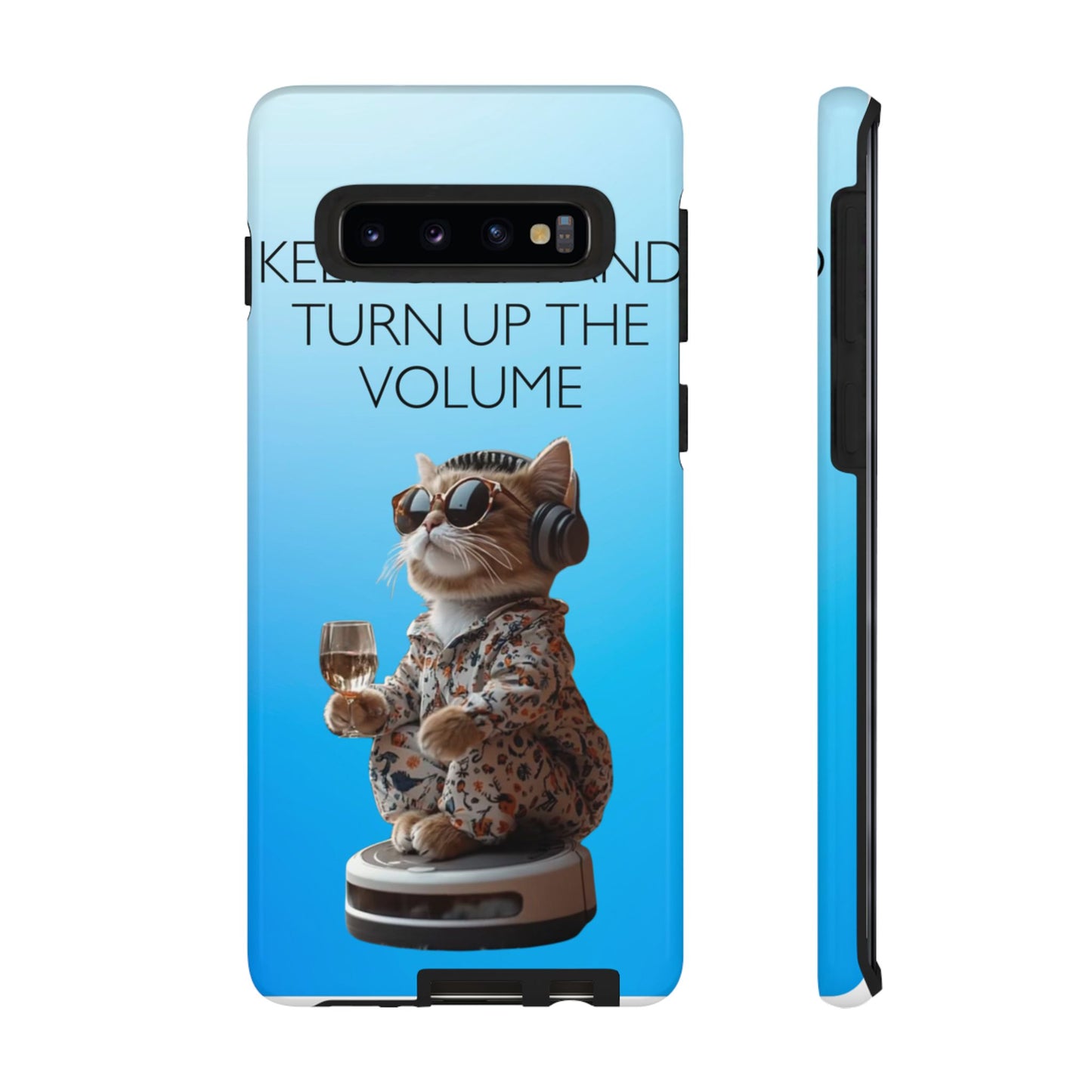 "Keep calm and turn up the volume" Mobile Phone Case (blue)
