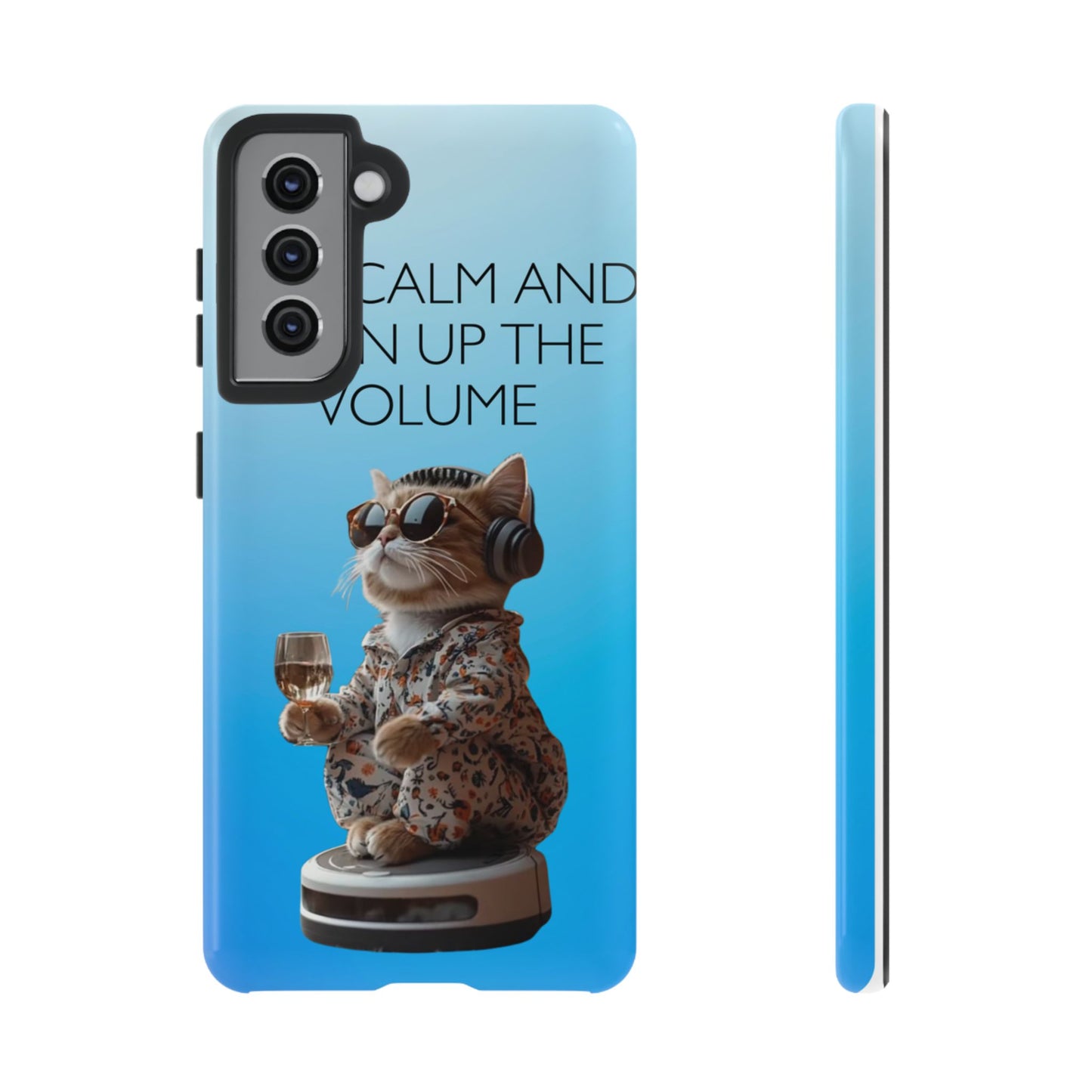 "Keep calm and turn up the volume" Mobile Phone Case (blue)