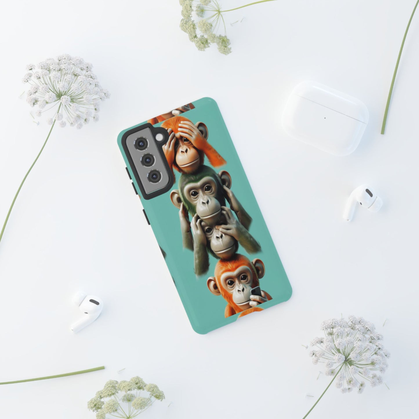 "Evolution - The Fourth Monkey" (striped background)