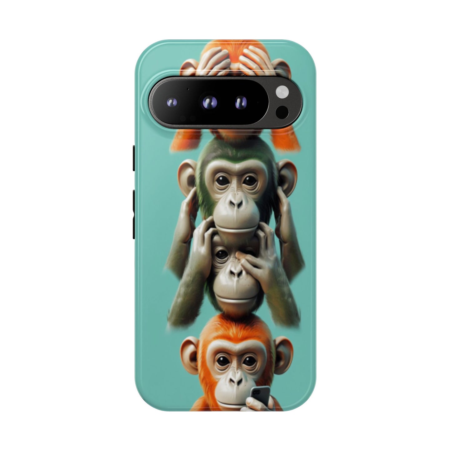 "Evolution - The Fourth Monkey" (striped background)