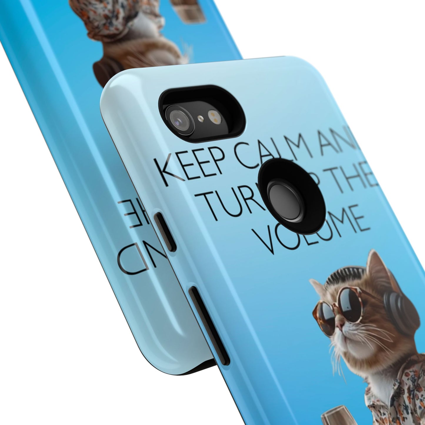 "Keep calm and turn up the volume" Mobile Phone Case (blue)