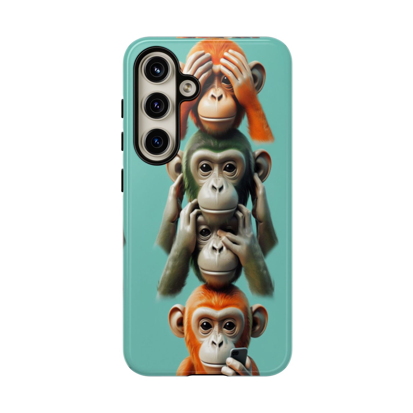 "Evolution - The Fourth Monkey" (striped background)