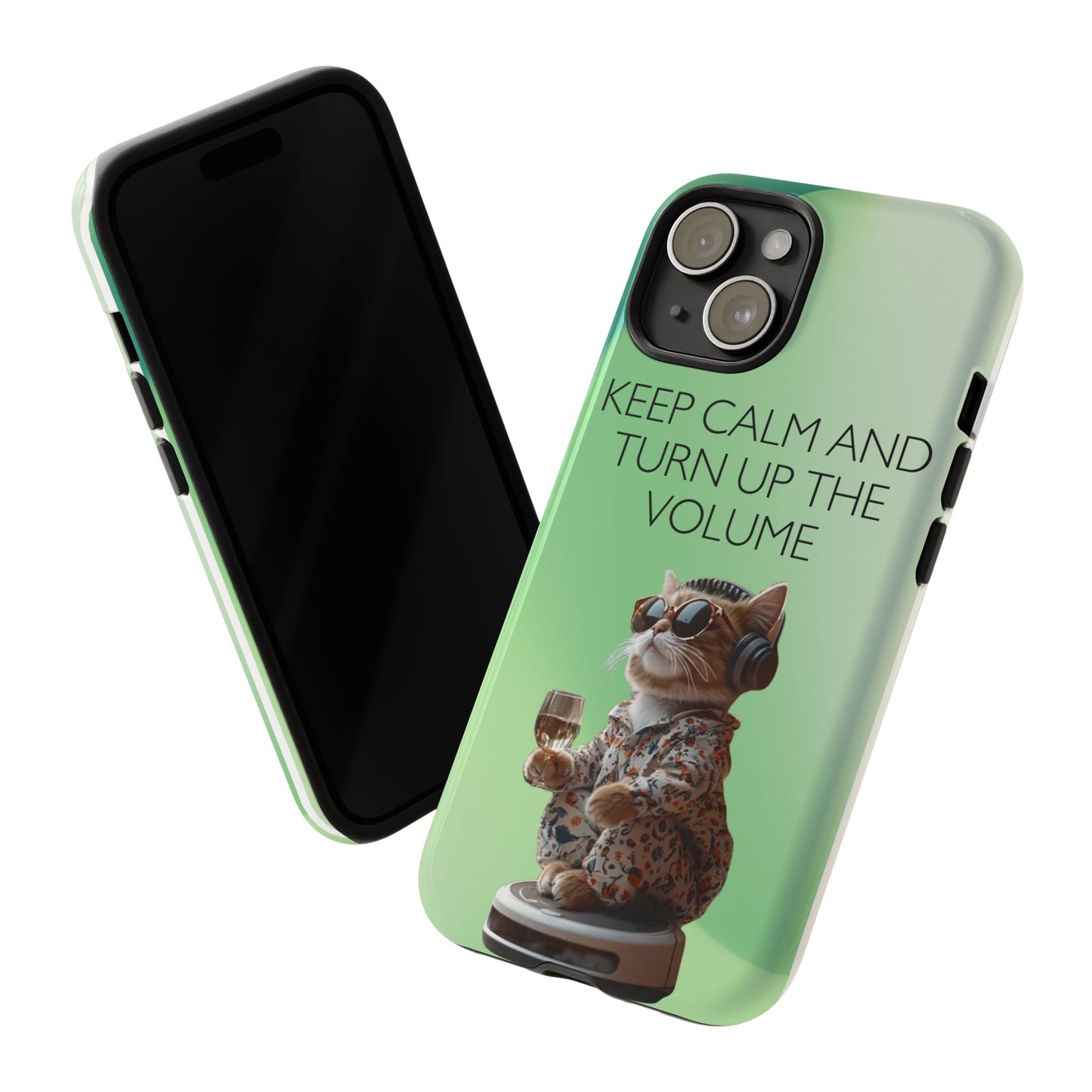 "Keep calm and turn up the volume" Mobile Phone Case (green)