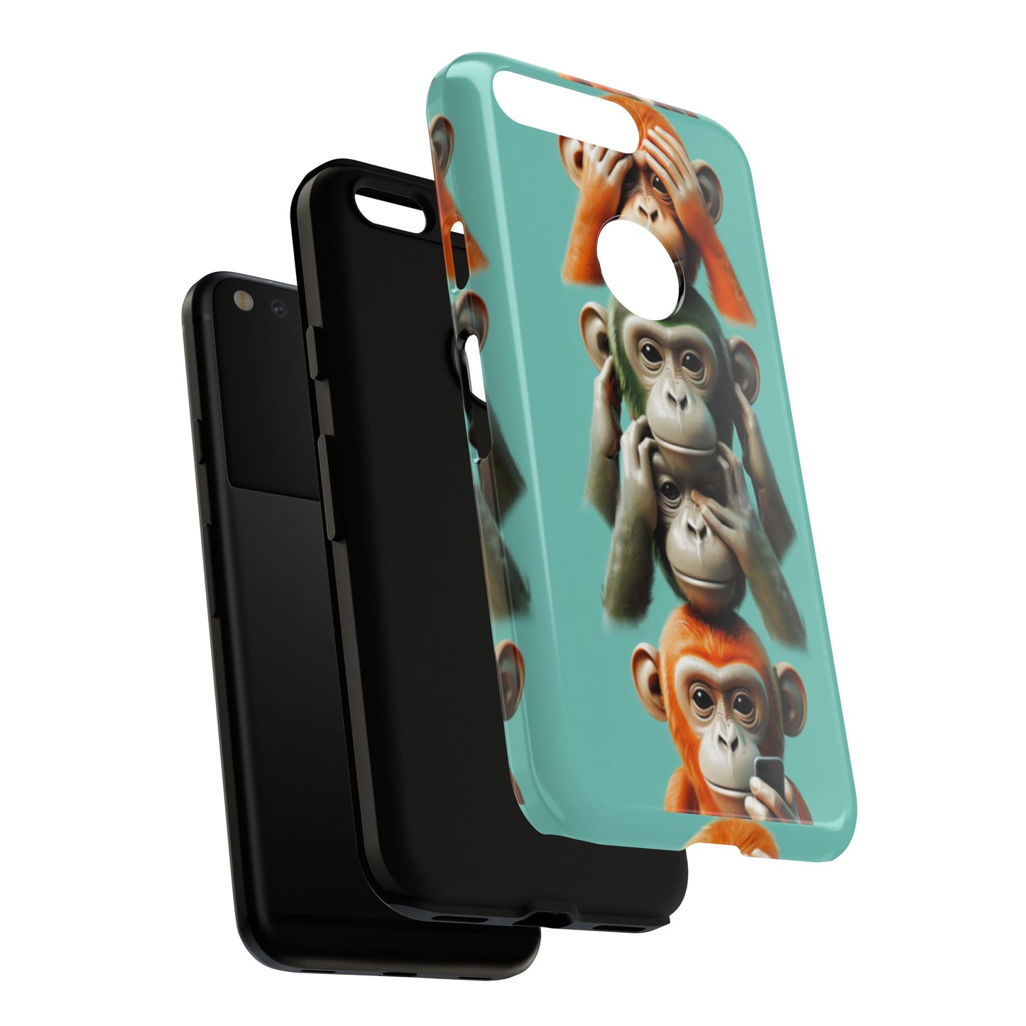 "Evolution - The Fourth Monkey" (striped background)