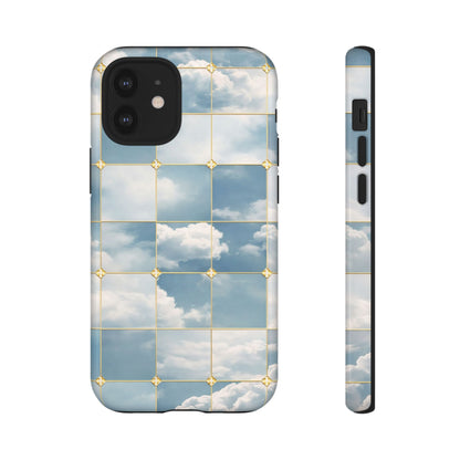 Cloud Tile Tough Phone Case — Blue Sky Grid Protective Cover