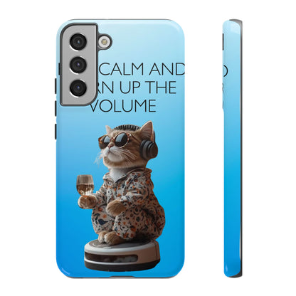 "Keep calm and turn up the volume" Mobile Phone Case (blue)
