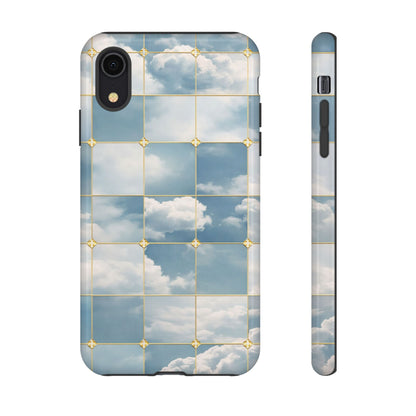 Cloud Tile Tough Phone Case — Blue Sky Grid Protective Cover