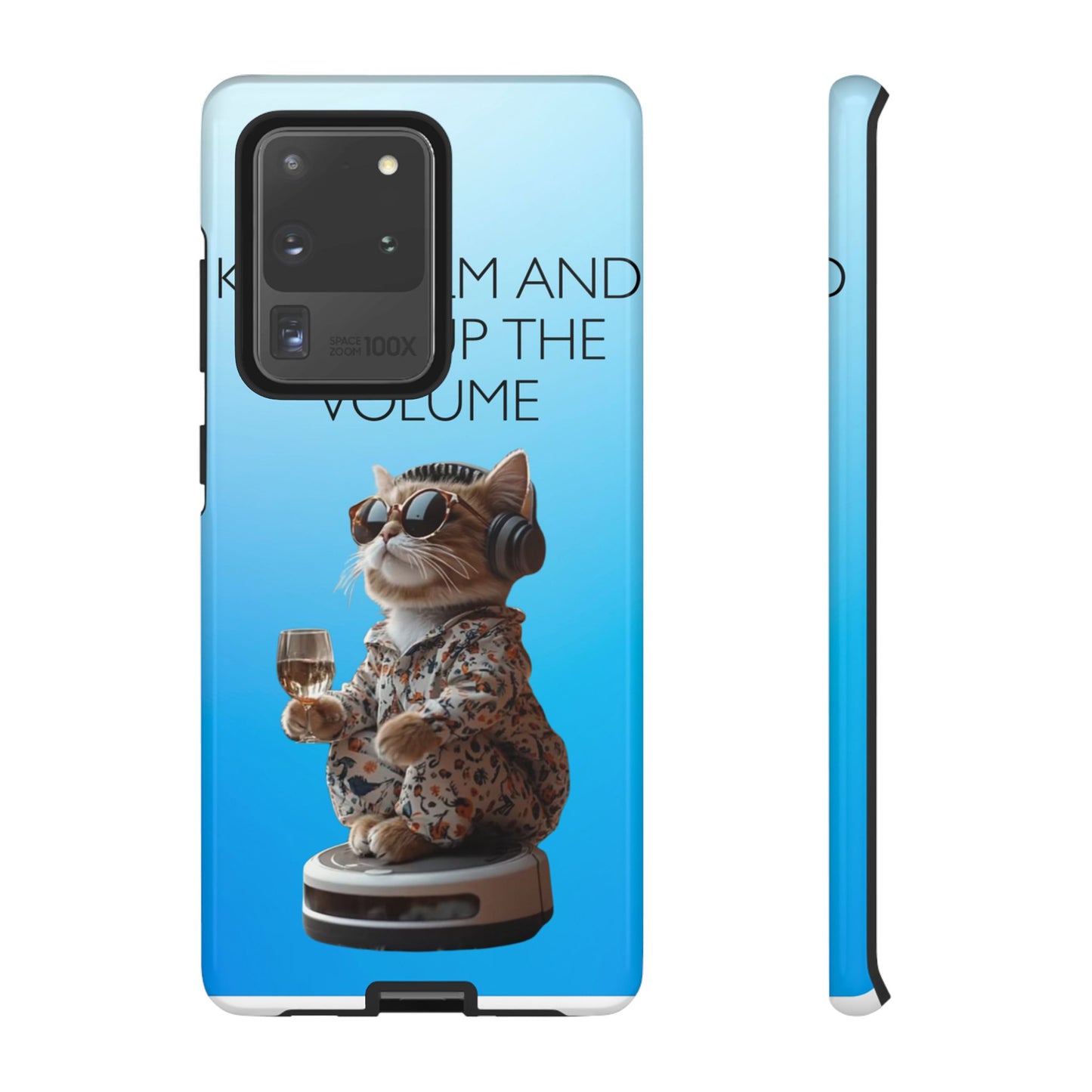 "Keep calm and turn up the volume" Mobile Phone Case (blue)