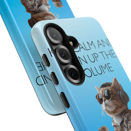 "Keep calm and turn up the volume" Mobile Phone Case (blue)