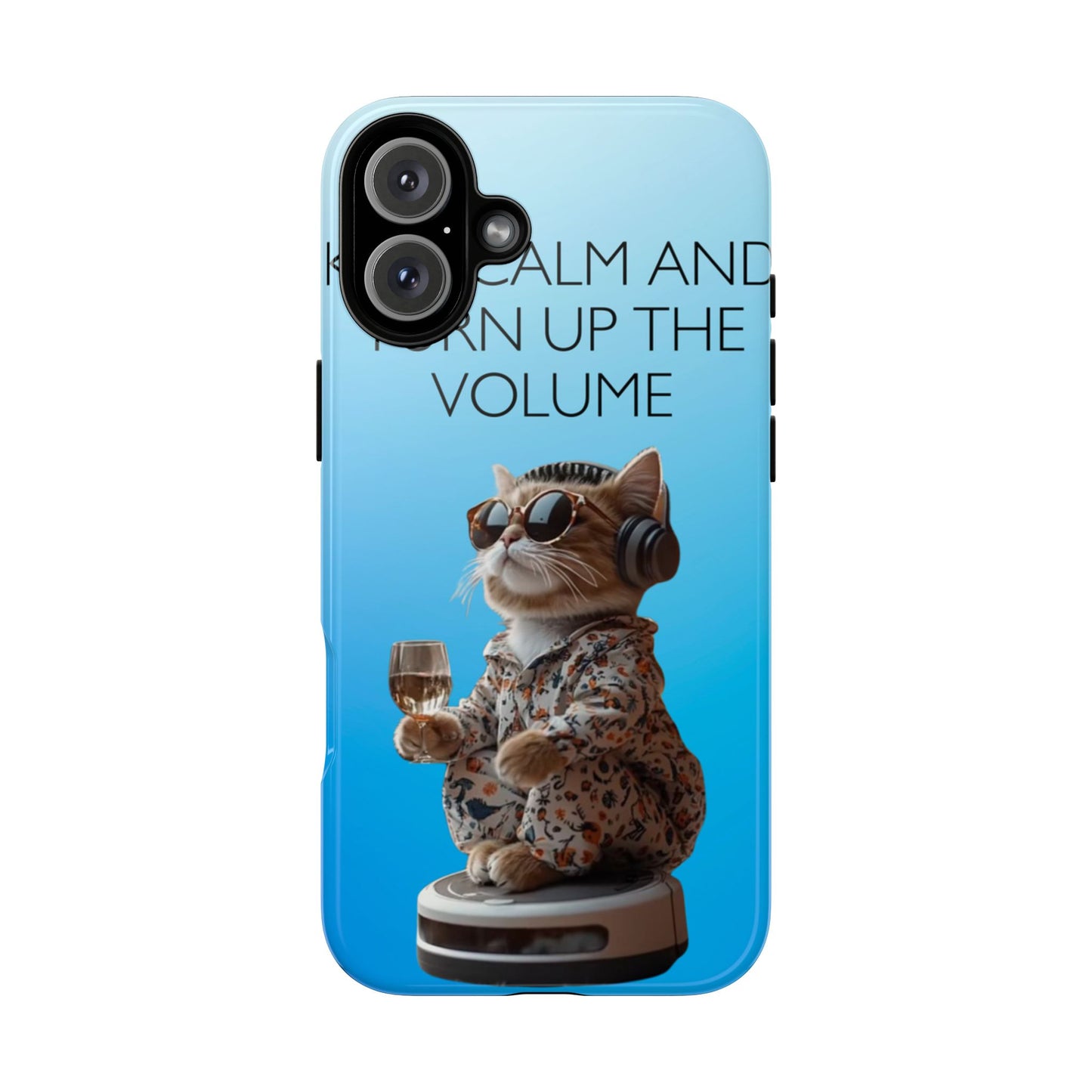 "Keep calm and turn up the volume" Mobile Phone Case (blue)