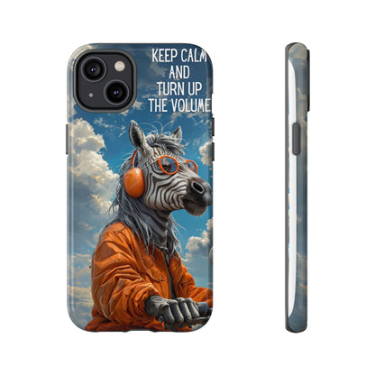 "Keep calm and turn up the volume." Mobile Phone Case